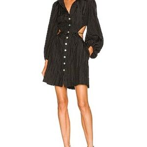 LPA Black Long Sleeve Button Dress